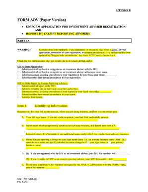 Form ADV Investment Adviser Registration