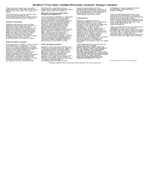 Brother Five Year Limited Warranty