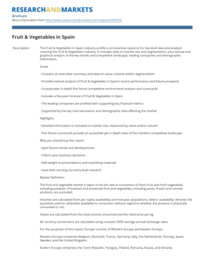 Fruit & Vegetables in Spain - Research and Markets