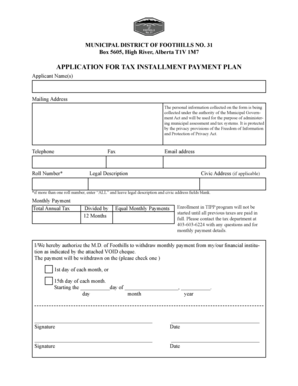 Application for Tax Installment Payment Plan