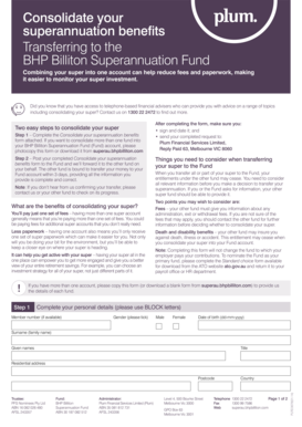 BHP Billiton Superannuation Consolidation Form