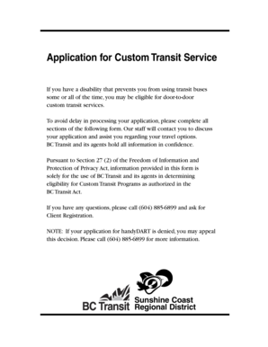 Application for Custom Transit Service