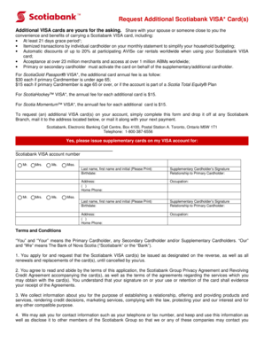 Scotiabank VISA Additional Card Request Form