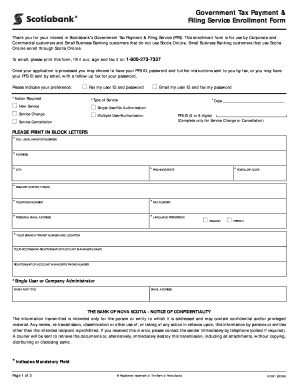 Scotiabank Government Tax Payment & Filing Service Enrollment Form