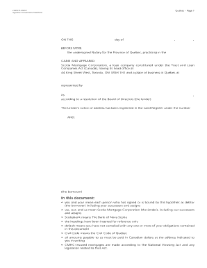 Québec Hypothec Agreement