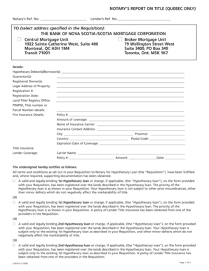 Notary’s Report on Title (Quebec Only)