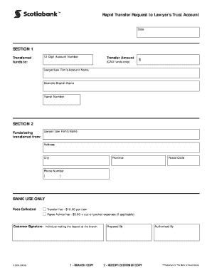 Rapid Transfer Request to Lawyer’s Trust Account