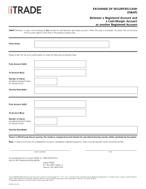 Security/Cash Swap Authorization Form