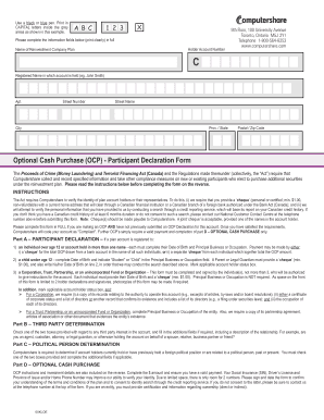 Optional Cash Purchase (OCP) - Participant Declaration Form