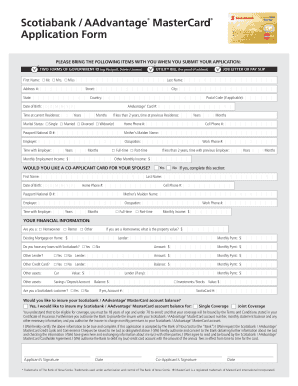 Scotiabank AAdvantage MasterCard Application Form