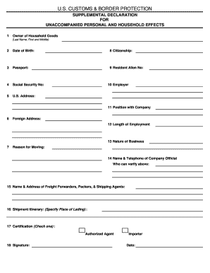 US Customs Supplemental Declaration