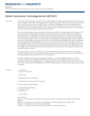 Mobile Touchscreen Technology Market Report 2007-2012
