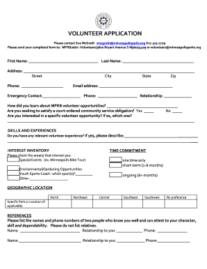Volunteer Application and Waiver Form