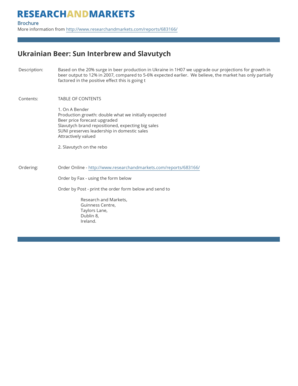Ukrainian Beer Market Report Order Form