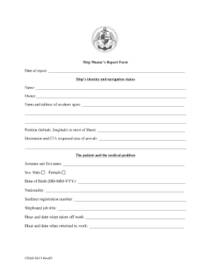 Ship Master’s Report Form