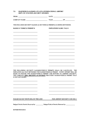 Security Badge Return Form