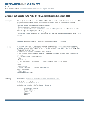 Zirconium fluoride (CAS 7783-64-4) Market Research Report 2010