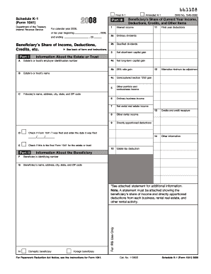 Schedule K-1 (Form 1041) 2008