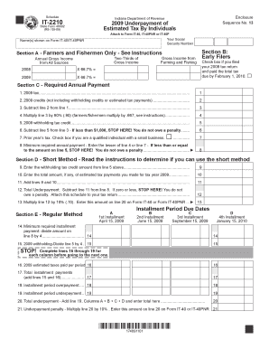 Indiana IT-2210 Estimated Tax Form