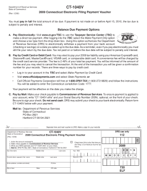 CT-1040V Connecticut Electronic Filing Payment Voucher