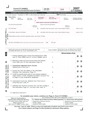 Connecticut Resident EZ Income Tax Return
