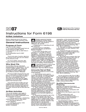 IRS Form 6198 Instructions