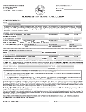 Harris County Alarm System Permit Application
