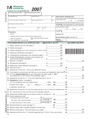 Wisconsin Income Tax Form 1A 2007
