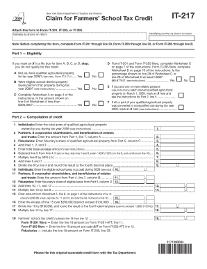 New York Farmers’ School Tax Credit Form IT-217