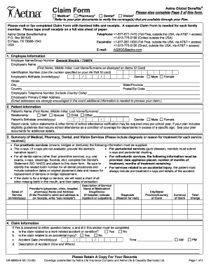 Aetna Global Benefits Claim Form