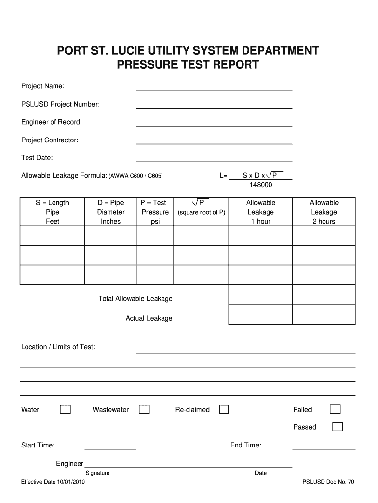 Hydrostatic Pressure Test Report Template Ccalcalanorte