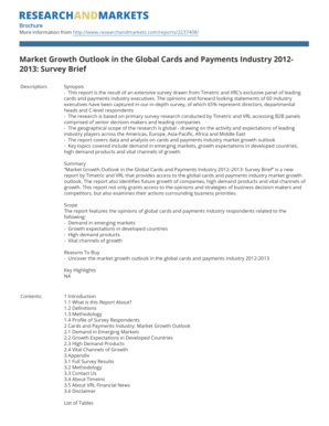 Market Growth Outlook in the Global Cards and Payments Industry 20122013 Survey Brief