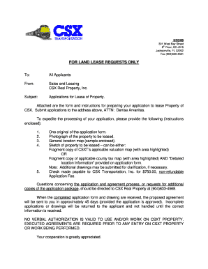 State land application forms - FOR LAND LEASE REQUESTS ONLY - CSX.com