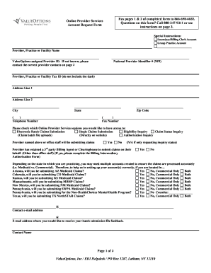 ValueOptions Account Request Form