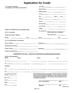 Credit Application Form