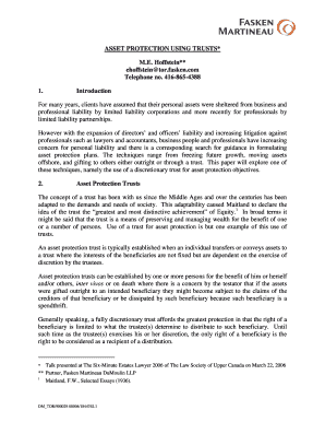Fillable Online ASSET PROTECTION USING TRUSTS* Fax Email Print - pdfFiller