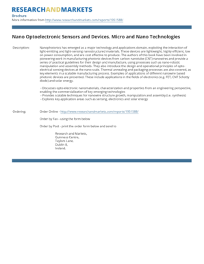 Nano Optoelectronic Sensors and Devices Order Form