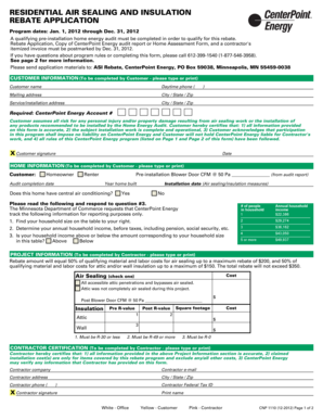 Residential Air Sealing and Insulation Rebate Application