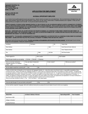 Aggregate Industries Employment Application