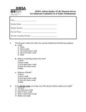 HMSA Asthma Quality of Life Measures Survey