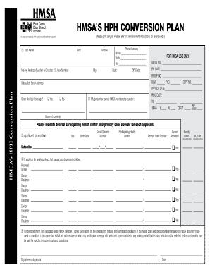 HMSA HPH Conversion Plan Application