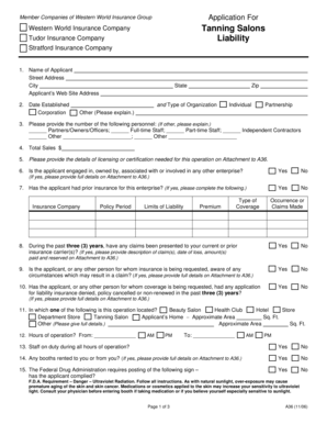 Western World Insurance Tanning Salon Application