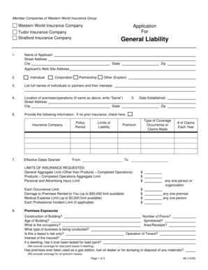 Western World Insurance Company Application