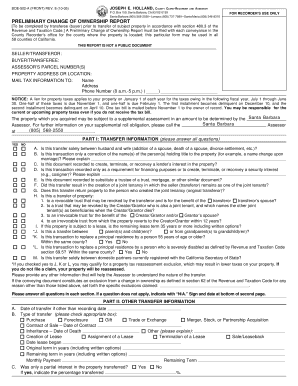 California Preliminary Change of Ownership Report