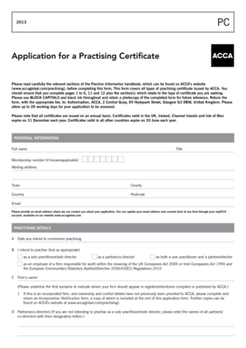 ACCA Practising Certificate Application
