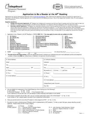 AP Reader Application Form