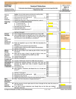 IRS Schedule A Form 1040