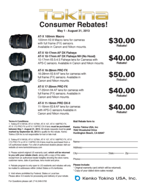 Camera Lens Rebate Form