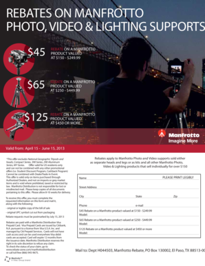 Manfrotto Rebate Form