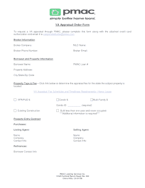 VA Appraisal Order Form